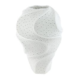 Vaso Decorativo com Relevo em Cerâmica Off White