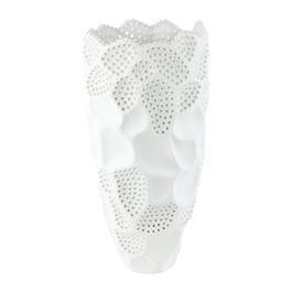 Vaso Decorativo com Relevo Perfurado Cerâmica Off White
