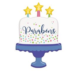 Metalizado Redondo Parabéns Colorido