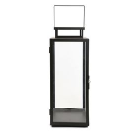 Lanterna Com Alça E Porta Vela Metal Preto / Incolor