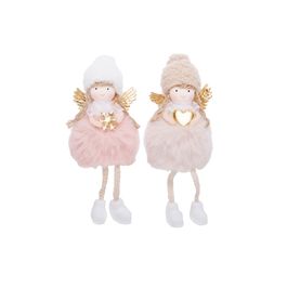 ANJO DECORATIVO ROSA / BRANCO / MARROM