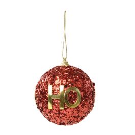 Enfeite Bola Com Glitter Vermelho