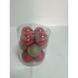 Enfeite Bola Caixa Mista - Vermelho / Ouro