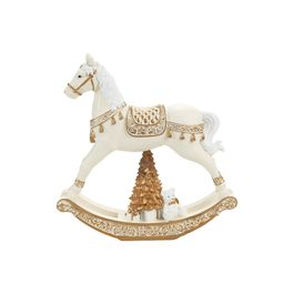 Cavalo Decorativo Balanço Branco / Ouro
