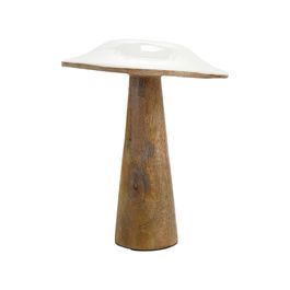 Cogumelo Decorativo Madeira Branco / Marrom
