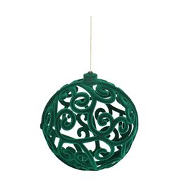 Enfeite Bola Flocada Verde Escuro