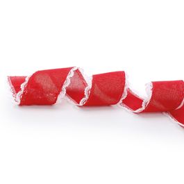 Fita Juta Borda Renda Vermelho/Branco