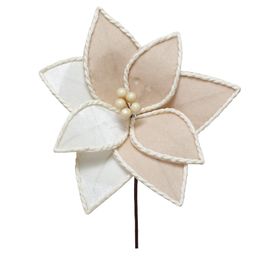 Flor Decorativa Poinsetia Creme