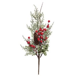 Galho Decorativo Médio Verde / Vermelho / Marrom