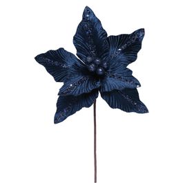 Flor Decorativa Poinsetia Azul Classic Navy