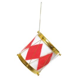 Enfeite Para Pendurar Tambor - Branco / Vermelho / Ouro