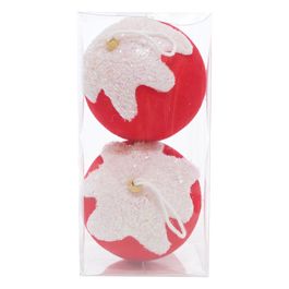 Enfeite Bola Veludo - Branco / Vermelho