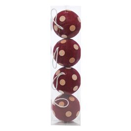 Enfeite Bola Com Poá - Bege / Vinho