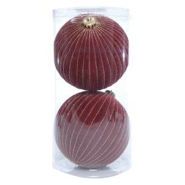 Enfeite Bola Flocada Vinho / Ouro