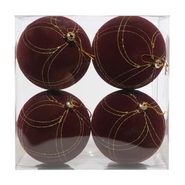 Enfeite Bola Veludo - Borgonha/ Ouro