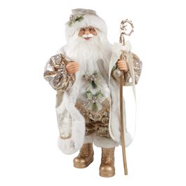 Papai Noel Decorativo Com Cajado - Verde Oliva/ Ouro