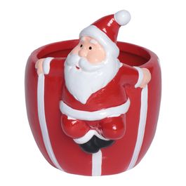 Cachepot Com Noel Vermelho Cereja/ Branco/ Bege