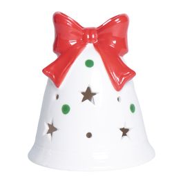 Sino Decorativo Com Laço Branco/ Vermelho Cereja