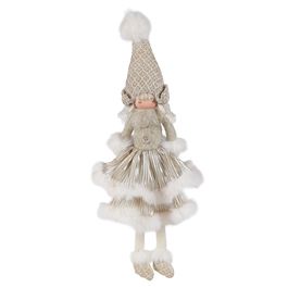 Boneco Decorativo Com Vestido - Ouro / Bege