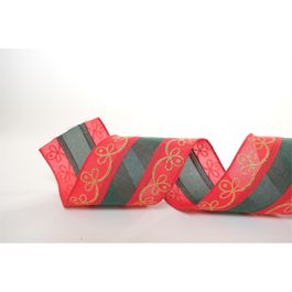 Fita Aramada Vermelho Escuro / Verde Escuro / Ouro