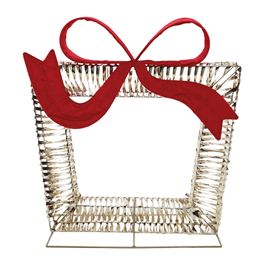 Caixa De Presente Decorativa Com Led Ouro / Vermelho