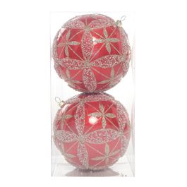 Enfeite Bola Com Glitter - Vermelho