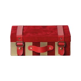 Caixa Decorativa Listrada Vermelho / Ouro