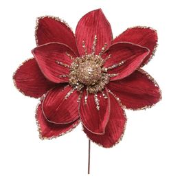 Flor Decorativa Poinsetia - Borgonha / Ouro