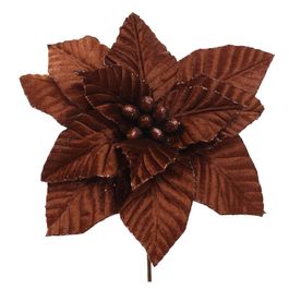Flor Decorativa Poinsetia Marrom