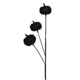 Pick Decorativo Abóbora Com Brilho Preta/Roxo