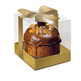 Caixa Para Panetone Com Acetato Esplendor Ouro