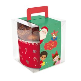Kit Panetone Com Caixa De Acetato Surpresa Do Noel Vermelho