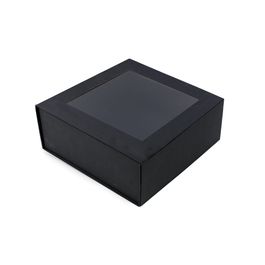 Caixa Rígida Dobrável Quadrada Com Ima E Visor Liso Preto