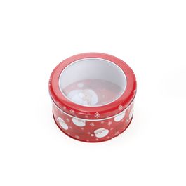 Lata De Metal Redonda Com Visor Noel Vermelho