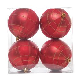 Enfeite Bola Com Glitter Vermelho / Ouro