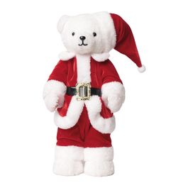 Urso Decorativo Pelúcia Branco/ Vermelho Cereja/ Preto