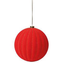 Enfeite Bola Flocada - Vermelho / Ouro