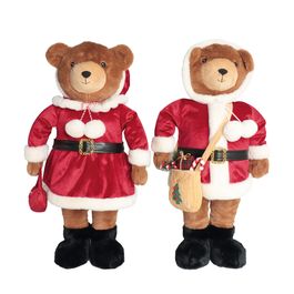 Boneco Decorativo Urso - Marrom / Vermelho / Branco