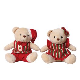 Urso Decorativo Com Casaco - Vermelho / Verde / Beg