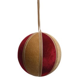 Enfeite Bola Veludo Ouro / Vermelho