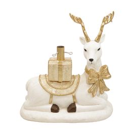 Base Para Arvore De Natal Rena Com Presentes - Ouro / Branco