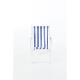 Cadeira De Praia Decorativa Madeira Azul / Branco