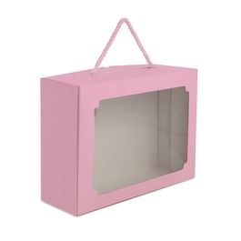 Cesta Na Caixa Com Visor E Alça Rosa