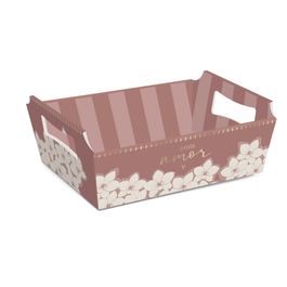 Cesta De Cartao Rendar Rosa