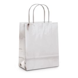 Sacola De Papel Liso Metalizado Prata