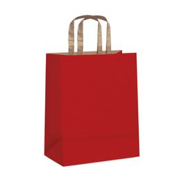 Sacola De Papel Com Alça Chata Liso Vermelho