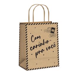 Sacola De Papel Com Carinho Para Você Preto