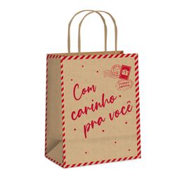 Sacola De Papel Com Carinho Para Você Vermelho