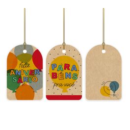 Tag De / Para Aniversário Colorido
