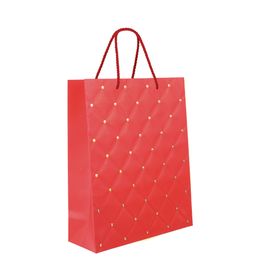 Sacola Premium Acabamento Especial Capitonê Vermelho e Ouro